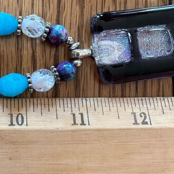One of a Kind RARE handmade Blue Faceted Larimar &Genuine Amethyst DichloricPdnt - Picture 3 of 6